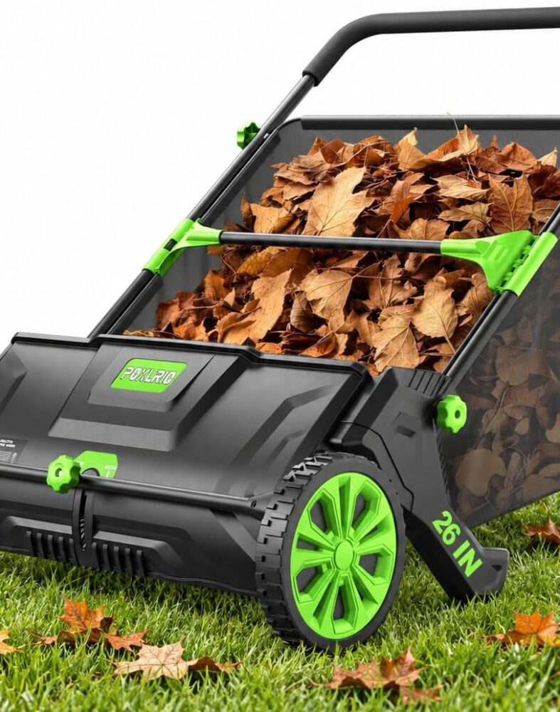 26" Push Lawn Sweeper, 4.5 Cu.Ft Extra-Large Hopper Bag